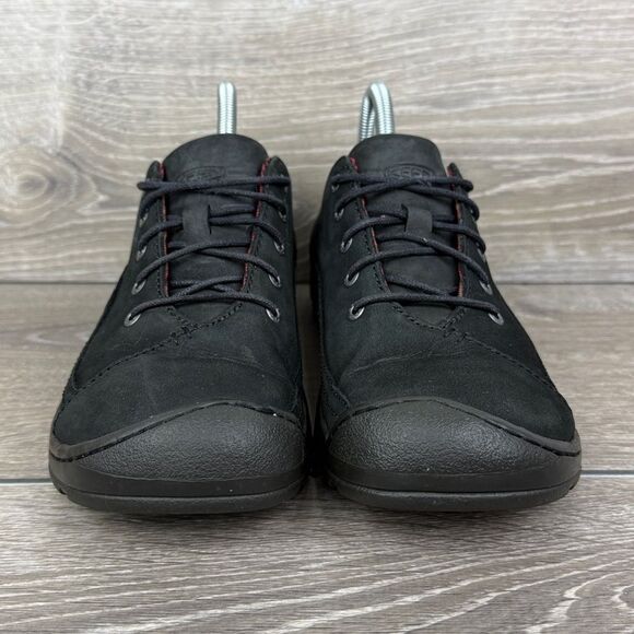 Keen Sterling City Women’s Sz 8.5 Black Leather Low Top Lace Up Hiking Sneakers - Picture 2 of 10